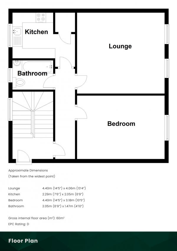 Floor Plan for 1 Bedroom Flat for Sale in Stoneybank Gardens, Musselburgh, East Lothian, EH21 6NF, EH21, 6NF - Offers Over &pound135,000