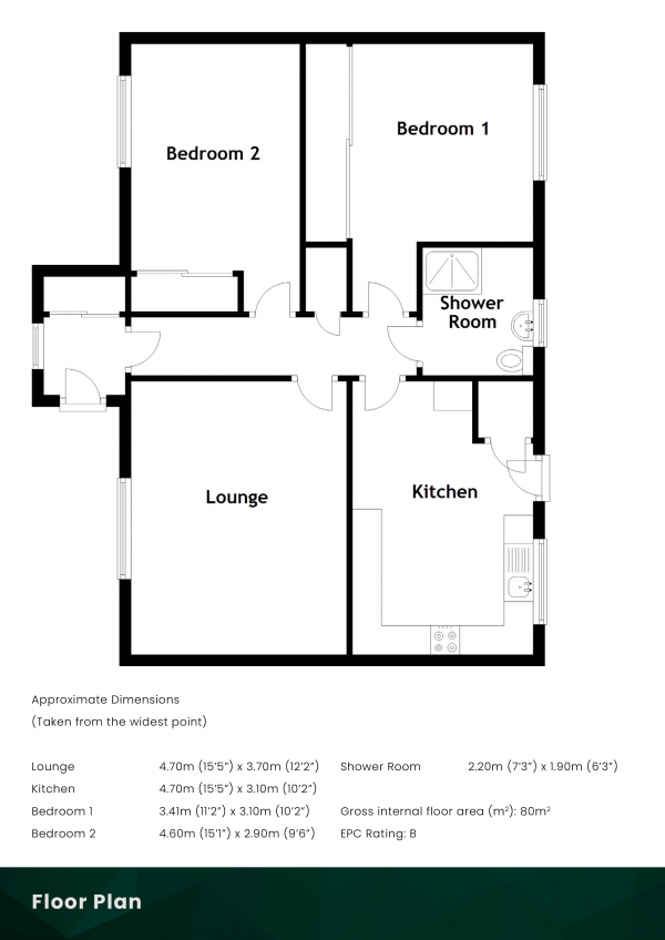 Floor Plan Image for 2 Bedroom Bungalow for Sale in Cedar Way, Friockheim, Angus, DD11 4WG