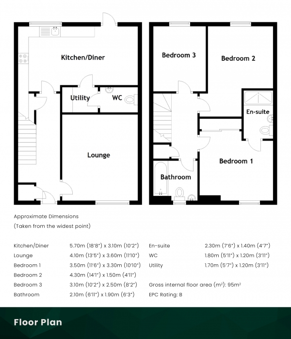 Floor Plan Image for 3 Bedroom Semi-Detached House for Sale in Salers Way, Huntingtower, Perth, PH1 3XP