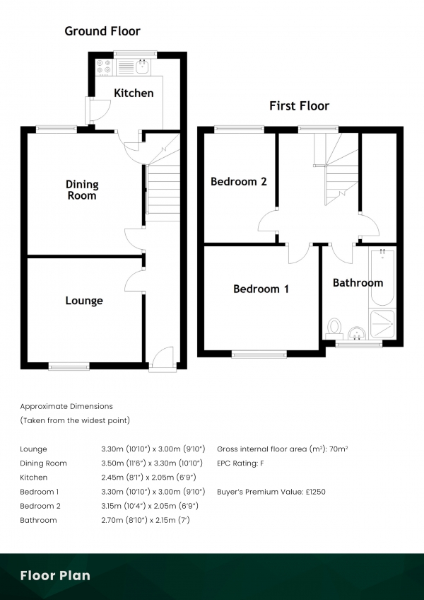 Floor Plan for 2 Bedroom Cottage for Sale in High Street, Dalbeattie, Dumfries and Galloway, DG5 4DJ, DG5, 4DJ - Offers Over &pound70,000