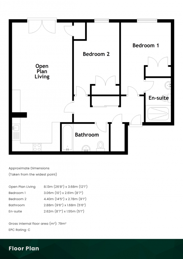 Floor Plan Image for 2 Bedroom Ground Flat for Sale in Gorgie Road, Edinburgh, EH11 2FA