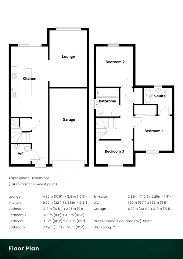 Floor Plan Image for 3 Bedroom Detached House for Sale in Maingait Medway, Newcraighall, Edinburgh, EH21 8SY