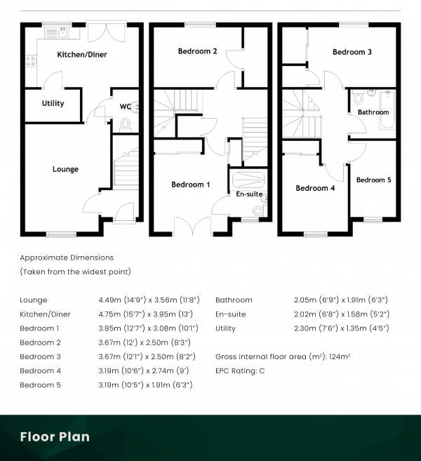 Floor Plan Image for 5 Bedroom End of Terrace House for Sale in Dolphingstone Way, Prestonpans, East Lothian, EH32 9QX