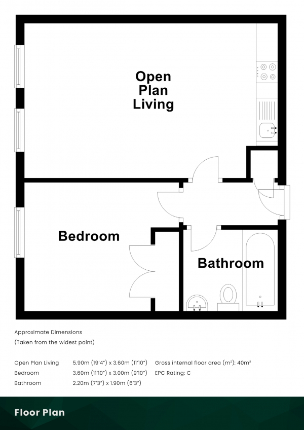 Floor Plan for 1 Bedroom Apartment for Sale in The Highland Club, St. Benedicts Abbey, Fort Augustus, PH32 4BJ, PH32, 4BJ - Offers Over &pound140,000