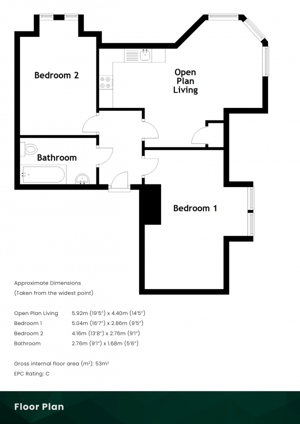 Floor Plan Image for 2 Bedroom Flat for Sale in Watson Crescent, Polwarth, Edinburgh, EH11 1ER