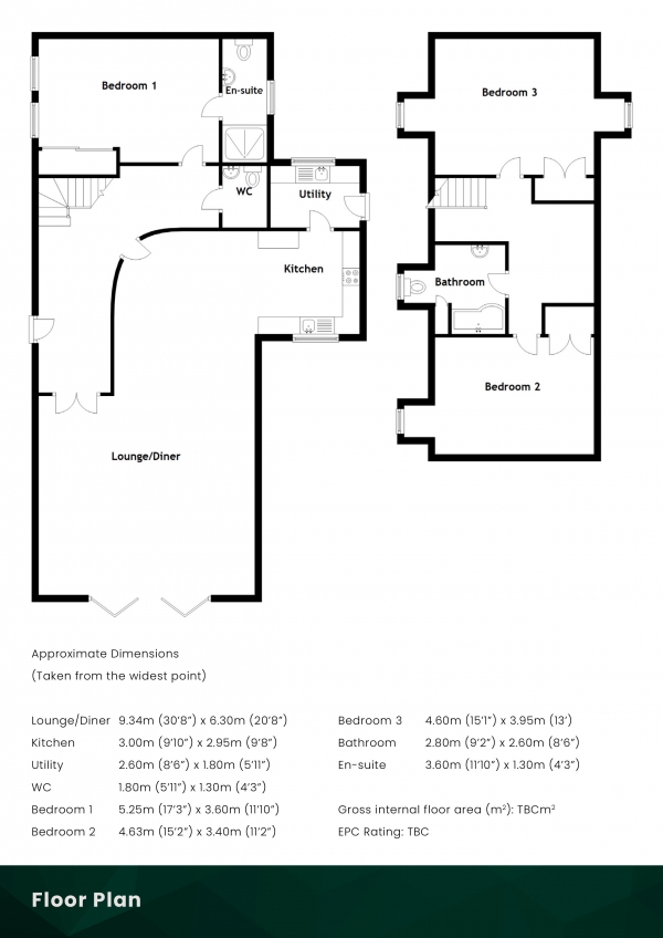 Floor Plan for 3 Bedroom Semi-Detached House for Sale in Thirdpart Holdings, West Kilbride, North Ayrshire, KA23 9QB, KA23, 9QB - Offers Over &pound359,999