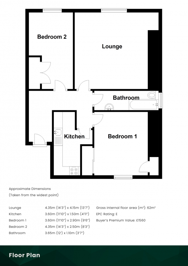 Floor Plan Image for 2 Bedroom Flat for Sale in Sharphill Road, Saltcoats, North Ayrshire, KA21 5NW