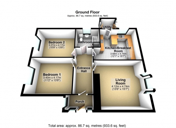 Floor Plan Image for 2 Bedroom Detached Bungalow for Sale in Kingsclere Road, Bicester