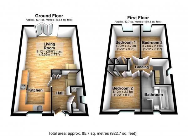Floor Plan Image for 3 Bedroom Detached House for Sale in Orchard Way, Bicester