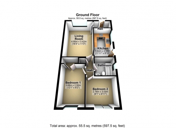 Floor Plan Image for 2 Bedroom Semi-Detached Bungalow for Sale in Blenheim Drive, Launton