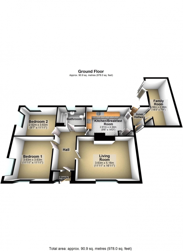 Floor Plan Image for 2 Bedroom Bungalow for Sale in Blenheim, Croughton