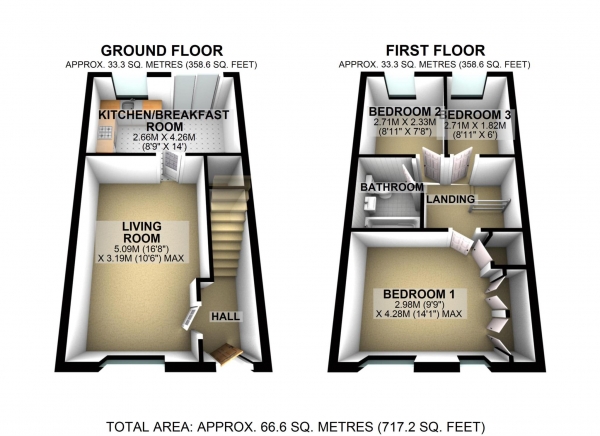 Floor Plan Image for 3 Bedroom End of Terrace House for Sale in Lucerne Avenue, Bicester