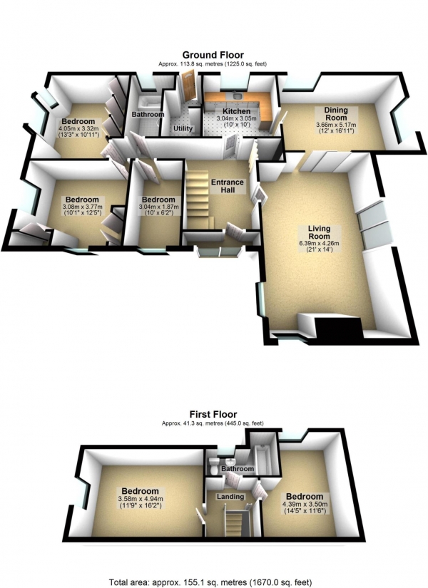 Floor Plan Image for 4 Bedroom Detached Bungalow for Sale in The Green, Chesterton