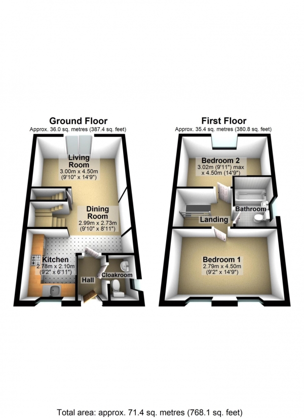 Floor Plan Image for 2 Bedroom Semi-Detached House for Sale in Hampden Square, Upper Heyford
