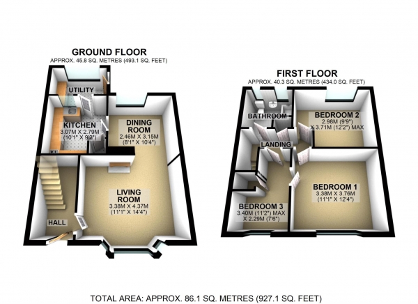 Floor Plan Image for 3 Bedroom End of Terrace House for Sale in St Michaels Close, Fringford