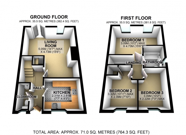 Floor Plan Image for 3 Bedroom End of Terrace House for Sale in Holm Way, Bicester