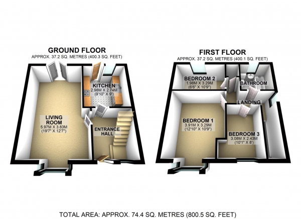 Floor Plan Image for 3 Bedroom Semi-Detached House for Sale in Shannon Road, Bicester