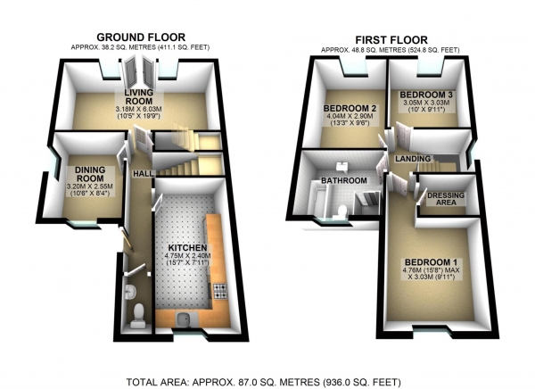 Floor Plan Image for 3 Bedroom Detached House for Sale in Barry Avenue, Bicester