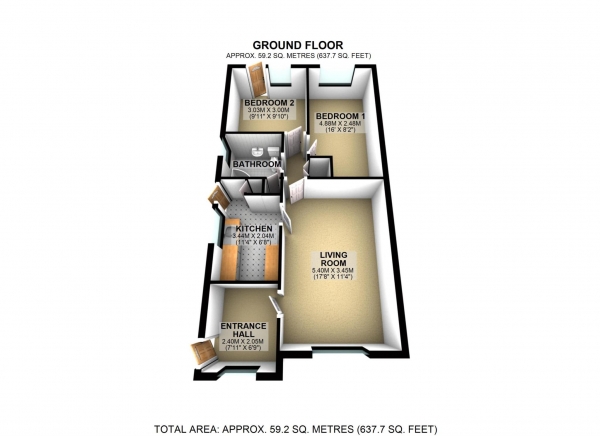 Floor Plan Image for 2 Bedroom Semi-Detached Bungalow for Sale in Maud Close, Bicester