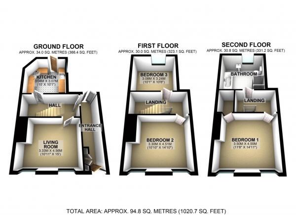 Floor Plan Image for 3 Bedroom Town House for Sale in Church Street, Bicester