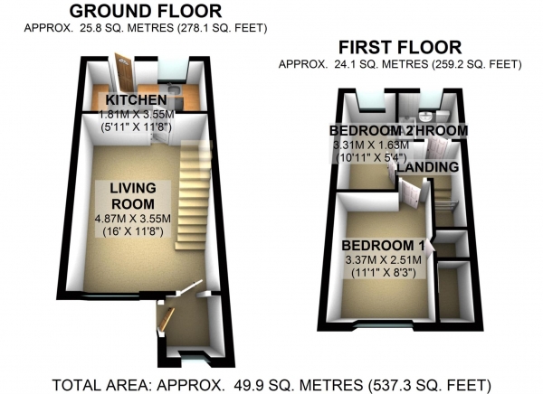 Floor Plan Image for 2 Bedroom Terraced House for Sale in Roman Way, Bicester