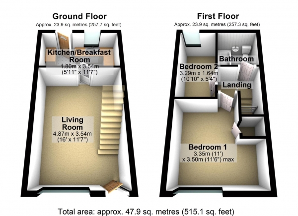 Floor Plan Image for 2 Bedroom Semi-Detached House for Sale in Roman Way, Bicester