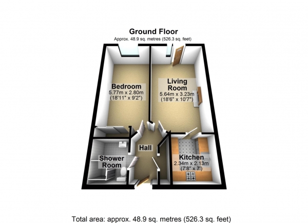 Floor Plan Image for 1 Bedroom Apartment for Sale in Linden Lodge, Bicester
