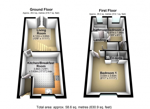 Floor Plan Image for 2 Bedroom Terraced House for Sale in Coopers Green, Bicester