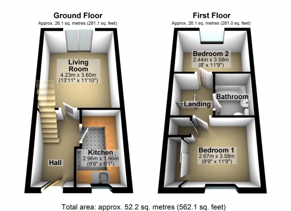 Floor Plan Image for 2 Bedroom Terraced House for Sale in Spruce Drive, Bicester