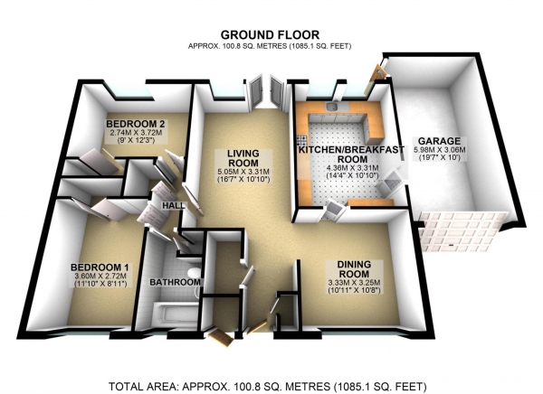 Floor Plan Image for 2 Bedroom Detached Bungalow for Sale in Bunyan Road, Bicester