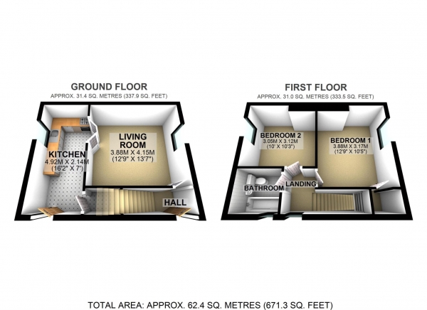 Floor Plan Image for 2 Bedroom Semi-Detached House for Sale in Turnpike Road, Caversfield