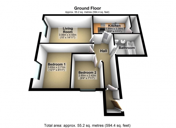 Floor Plan Image for 2 Bedroom Apartment for Sale in Regal Court, Bicester