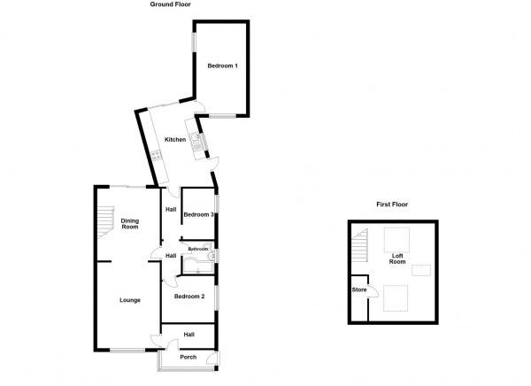 Floor Plan for 3 Bedroom Semi-Detached Bungalow for Sale in Ribble Close, Freckleton, PR4 1RR, Freckleton, PR4, 1RR - Guide Price &pound32,500