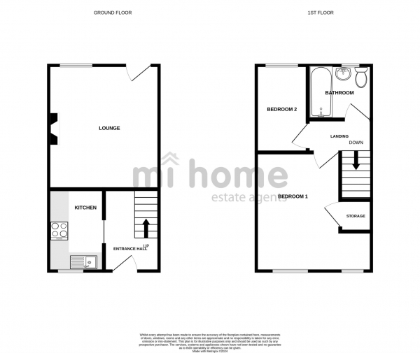 Floor Plan for 2 Bedroom Terraced House for Sale in Mulberry Close, Clifton, Preston, PR4 0YF, Clifton, PR4, 0YF - Offers Over &pound150,000