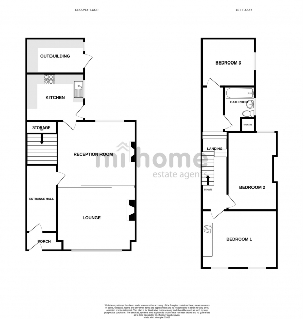 Floor Plan for 3 Bedroom Terraced House for Sale in Garstang Road North, Wesham, PR4 3DE, Wesham, PR4, 3DE - OIRO &pound150,000