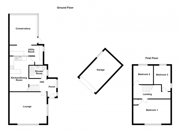 Floor Plan for 3 Bedroom Semi-Detached Bungalow for Sale in Delany Drive, Freckleton, PR4 1SJ, Freckleton, PR4, 1SJ - Offers Over &pound200,000
