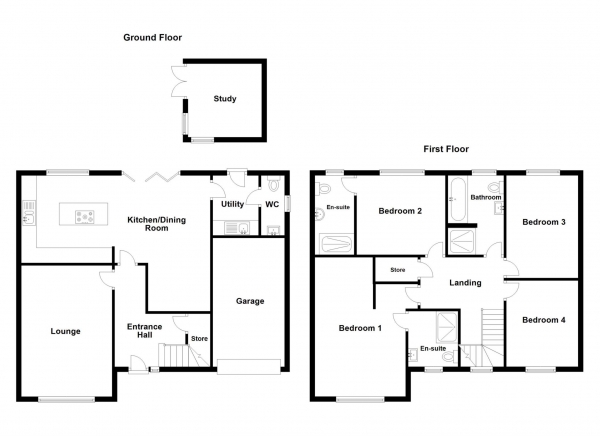 Floor Plan Image for 4 Bedroom Detached House for Sale in Heaton Way, Kirkham, PR4 3FS