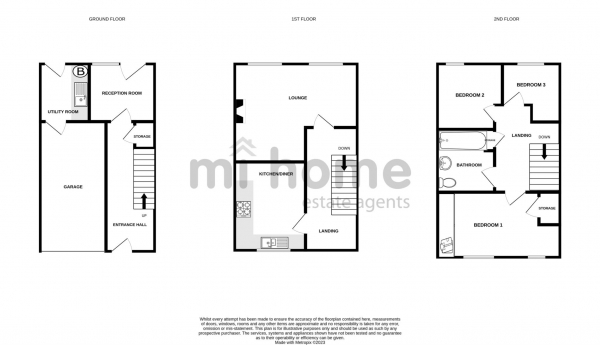 Floor Plan for 3 Bedroom Town House for Sale in The Chimes, Kirkham, PR4 2XQ, Kirkham, PR4, 2XQ - OIRO &pound169,950