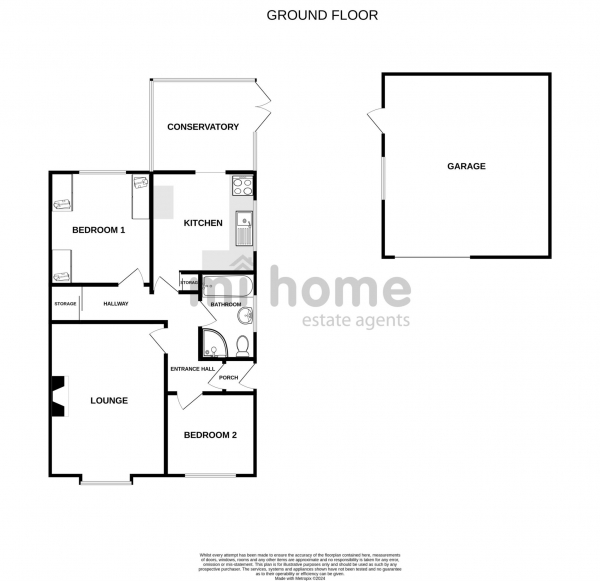 Floor Plan for 2 Bedroom Semi-Detached Bungalow for Sale in Milbanke Avenue, Kirkham, PR4 2HJ, Kirkham, PR4, 2HJ - OIRO &pound170,000