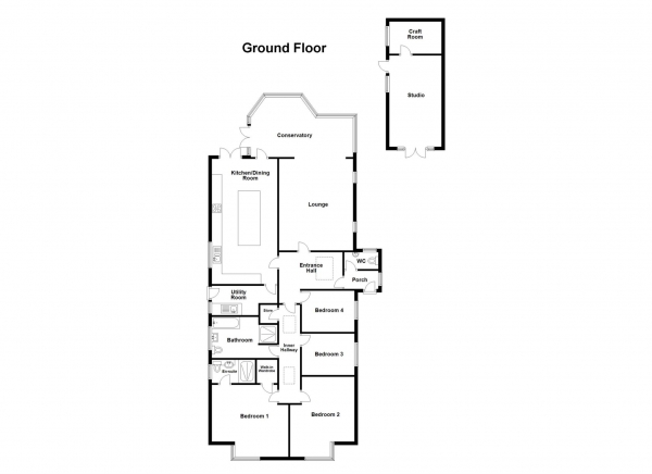 Floor Plan for 4 Bedroom Detached Bungalow for Sale in Green Lane West, Freckleton, PR4 1SL, Freckleton, PR4, 1SL -  &pound475,000