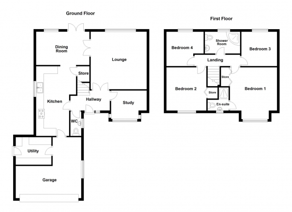 Floor Plan Image for 4 Bedroom Detached House for Sale in Carr Drive, Wesham, PR4 3DS