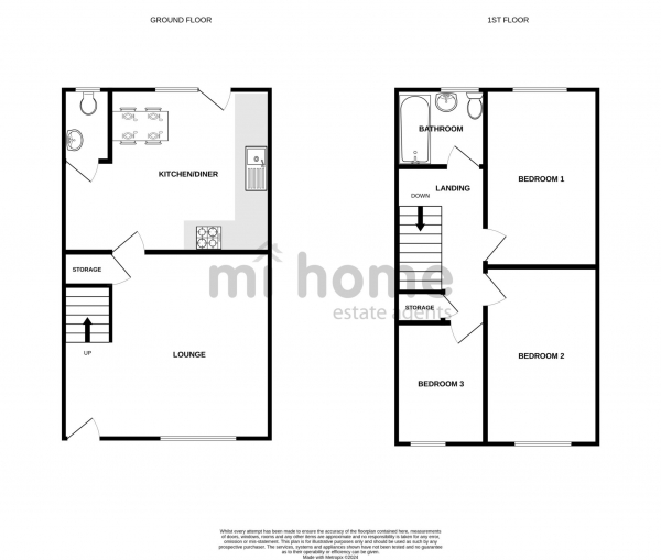 Floor Plan Image for 3 Bedroom Semi-Detached House for Sale in Heaton Way, Kirkham, PR4 3FS