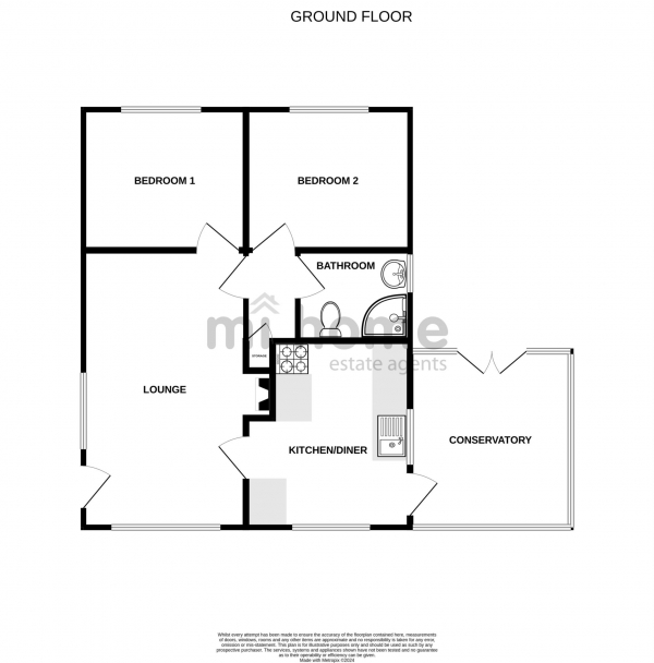 Floor Plan for 2 Bedroom Park Home for Sale in Woodgreen, Mowbreck Park, Wesham, PR4 3JS, Wesham, PR4, 3JS - Offers Over &pound90,000