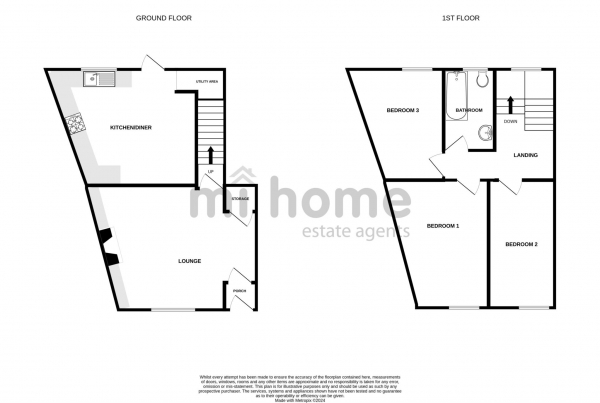 Floor Plan for 3 Bedroom Terraced House for Sale in Weeton Road, Wesham, PR4 3BQ, Wesham, PR4, 3BQ - OIRO &pound115,000