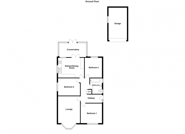 Floor Plan Image for 3 Bedroom Detached Bungalow for Sale in Brookside, Kirkham, PR4 2JX