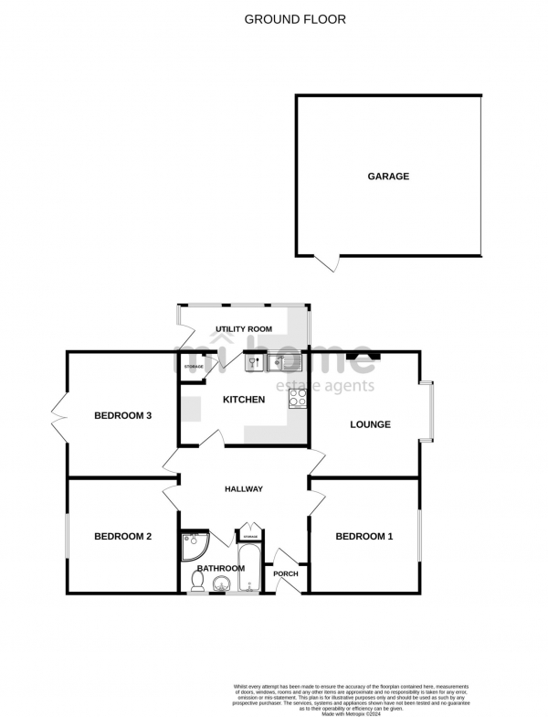 Floor Plan Image for 3 Bedroom Detached Bungalow for Sale in Milbanke Avenue, Kirkham, Preston, PR4 2HH