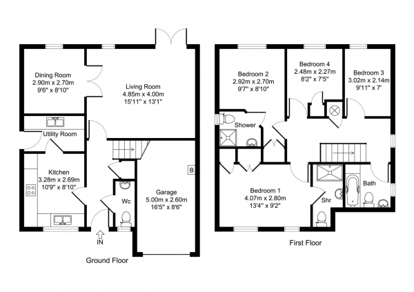 Floor Plan Image for 4 Bedroom Detached House to Rent in Warren Close, Stone