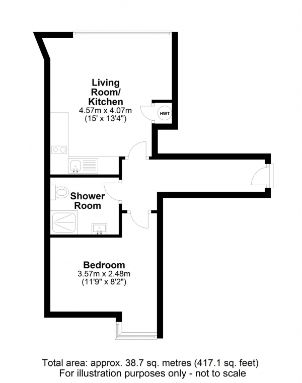 Floor Plan Image for 1 Bedroom Apartment to Rent in Buckingham Street, Aylesbury *ZERO DEPOSIT OPTION