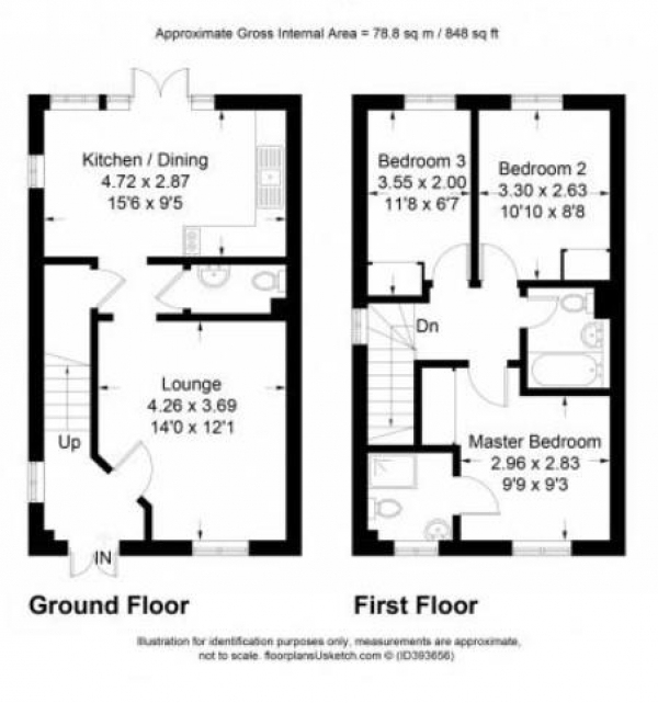 Floor Plan Image for 3 Bedroom Semi-Detached House to Rent in Honeypin Drive, Aylesbury