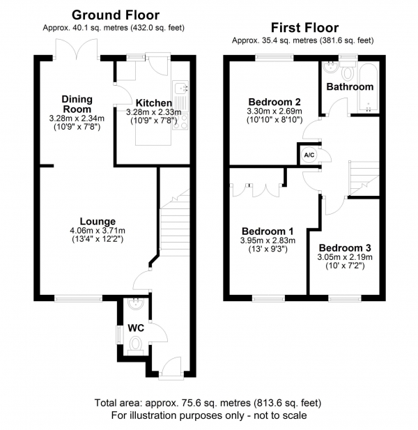 Floor Plan Image for 3 Bedroom Semi-Detached House to Rent in Sandhill Way, Aylesbury *ZERO DEPOSIT OPTION*